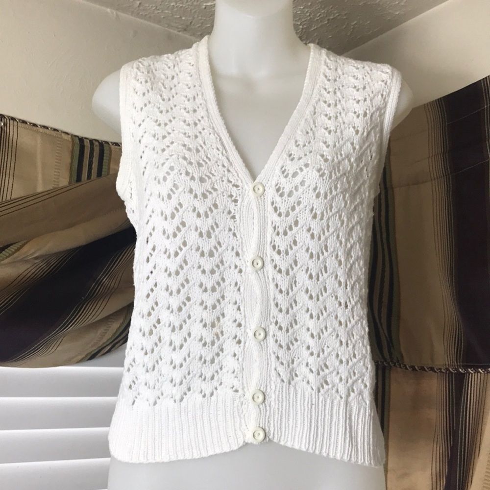 Vintage Handmade Hand Knitted Women Vest & Blonde